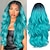 cheap Costume Wigs-Love Ombre Bluish Green Wigs Long Curly Wavy Teal Blue Side Part Wig 2 Tones Dark Roots Synthetic Daily Party Cosplay Wigs for Women