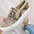 cheap Women&#039;s Sneakers-Women&#039;s Canvas Shoes Animal Print Plus Size Slip-on Sneakers Outdoor Office Work Color Block Jeans Summer Flat Heel Round Toe Sporty Casual Walking Canvas Loafer Black khaki Gray