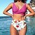cheap Bikini Sets-Women&#039;s Swimwear Bikini 2 Piece Normal Swimsuit Flower Open Back Printing fold over Yellow Rosy Pink Dark Green Orange Green V Wire Tank Top Bathing Suits Vacation Fashion Sexy