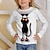 cheap Girl&#039;s 3D T-shirts-Kids Girls&#039; T shirt Animal Casual 3D Printing Long Sleeve Crewneck Cute 7-13 Years Fall Black White Ivory