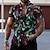 Недорогие мужские гавайские рубашки с отворотом-Муж. Рубашка Графическая рубашка Рубашка Алоха Графика Листья Отложной Красный зеленый Черный Черныйлиловый Винный Красный 3D печать Для улицы Повседневные С короткими рукавами 3D Кнопка вниз Одежда