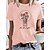 cheap Tees &amp; T Shirts-Women&#039;s T shirt Tee Green White Pink Print Graphic Floral Daily Holiday Short Sleeve Round Neck Basic 100% Cotton Regular Painting S