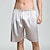 billiga Sov botten-Herr Sovkläder Silk Boxers Pyjamasshorts 1 st Ren färg Lyx Mjukt Hem Strand Faux siden Polyester Andningsfunktion Shorts Retro Grundläggande Vår Sommar Silver Ren svart
