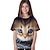 お買い得  女の子の 3d T シャツ-子供 女の子 Tシャツ 動物 カジュアル 半袖 クルーネック かわいいスタイル 7-13歳 夏 ブラック ホワイト ネイビーブルー