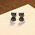 זול עגילים-בגדי ריקוד נשים צלול שחור זירקון עגילים צמודים תכשיטים מהודרים קלאסי חתול מסוגנן פשוט S925 כסף סטרלינג עגילים תכשיטים שחור / לבן עבור מפלגה מתנה זוג 1