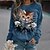 cheap Hoodies &amp; Sweatshirts-Women&#039;s Sweatshirt Pullover Basic Blue Cat Street Long Sleeve Round Neck