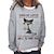 cheap Women&#039;s Hoodies &amp; Sweatshirts-Women&#039;s Oversized Sweatshirt Pullover Graphic Cat Casual Daily Letter Black Pink Red Active Streetwear Funny Loose Fit Round Neck Long Sleeve Spring &amp;  Fall Fall &amp; Winter