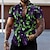 tanie męskie koszule hawajskie z klapami-Męskie Koszula Koszula z grafiką Koszula Aloha Graficzny Liście Wieczorne Czerwony zielony Czarny Czarny / fioletowy Wino Czerwony Druk 3D Ulica Codzienny Krótki rękaw 3D Przycisk w dół Odzież Moda