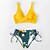 cheap Bikini Sets-Women&#039;s Swimwear Bikini 2 Piece Normal Swimsuit Flower Open Back Printing fold over Yellow Rosy Pink Dark Green Orange Green V Wire Tank Top Bathing Suits Vacation Fashion Sexy