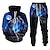 cheap Men&#039;s Printed Hoodie Outfits-Men&#039;s Tracksuit Hoodies Set Blue Hooded Graphic Animal Wolf 2 Piece Print Sports &amp; Outdoor Casual Sports 3D Print Streetwear Designer Basic Spring Fall Clothing Apparel Hoodies Sweatshirts  Long