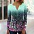 cheap T-shirts &amp; Blouses-Women&#039;s Blouse Shirt Maroon Denim Blue Grass Green Graphic Color Gradient Button Print Long Sleeve Casual Weekend Streetwear Ethnic Round Neck Regular S