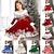 cheap 3D Shining Vision Dress-Kids Girls' Christmas Dress Dress Snowflake Dress Snowflake Long Sleeve Casual Fur Trim Crewneck Adorable Daily Polyester Above Knee Casual Dress Swing Dress A Line Dress Fall Winter 2-13 Years