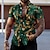 baratos camisas havaianas de lapela masculina-Homens Camisa Social Camisa Gráfica Camiseta Aloha Gráfico Folhas Aberto para a Lateral Vermelho verde Preto Preto / Roxo Vinho Vermelho Impressão 3D Rua Diário Manga Curta 3D Botão para baixo Roupa