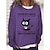 cheap Women&#039;s Hoodies &amp; Sweatshirts-Women&#039;s Oversized Sweatshirt Pullover Cat Daily Sports Print Pink Red Navy Blue Active Vintage Streetwear touch my coffee i will slap you so hard even google won&#039;t be able to find you Loose Fit Round