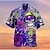 billiga lägerskjortor för män-Herr Skjorta Hawaii skjorta Lägerskjorta Grafisk skjorta Aloha skjorta Dödskalle Nedvikt Grön Blå Purpur Rubinrött 3D-tryck Utomhus Gata Kortärmad Button-Down Kläder Designer Ledigt Hawaiisk Bekväm