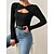 cheap Bodysuit-Women&#039;s Blouse Shirt Black Blue Pink Cut Out Plain Casual Long Sleeve V Neck Basic Regular S