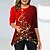cheap Plus Size Top-Women‘s Plus Size Christmas Tops T shirt Tee Deer Santa Claus Print Long Sleeve Crew Neck Casual Festival Daily Cotton Spandex Jersey Winter Fall Blue Wine
