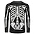 abordables hueso del cráneo-Hombre Camiseta camisa de halloween Graphic Calavera Cuello Barco Ropa Impresión 3D Calle Diario Manga Larga Moda Casual