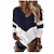 cheap Women&#039;s Hoodies &amp; Sweatshirts-Women&#039;s Shirt Blouse Striped pink Leopard red Striped blue Leopard Color Block Crochet Print Long Sleeve Casual Basic V Neck Regular S