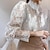 cheap Blouses &amp; Shirts-Women&#039;s Shirt Blouse White Lace Button Plain Casual Long Sleeve Standing Collar Basic Cotton Regular S