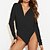 cheap Bodysuit-Women&#039;s Bodysuit Undershirt Black White Plain Casual Long Sleeve V Neck Basic S