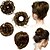 abordables Moños-4 piezas moño de pelo desordenado postizo recto despeinado updo para mujeres extensiones de cabello cola de caballo corta elástico scrunchies accesorios para el cabello rizado