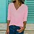 cheap Tees &amp; T Shirts-Women&#039;s T shirt Tee Blue Pink White Plain Casual Weekend Long Sleeve V Neck Basic Regular S