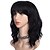 cheap Synthetic Trendy Wigs-Short Black Wavy Bob Wig with Bangs for Women 16 Inches Natural Synthetic Hair Wavy Wigs