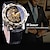 preiswerte Automatik Uhren-WINNER Armbanduhr Mechanische Uhr für Herren Analog Automatikaufzug Loch Vintage Stilvoll Transparentes Ziffernblatt Strass Legierung Leder