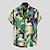 رخيصةأون قمصان هاواي طية صدر السترة للرجال-رجالي قميص قميص هاواي قميص جرافيك قميص الوها ورد الرسم قبة ياقة مع زر سفلي أسود أخضر فاتح أزرق أرجواني أخضر طباعة مناسب للحفلات مناسب للبس اليومي كم قصير طباعة ملابس