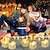 abordables Luces de velas-12/24Pcs luces LED de té velas luces titilantes sin llama cálido blanco para iluminación de fiesta de Acción de Gracias con batería