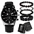 preiswerte Quarz-Uhren-neue männliche uhr luxus armband set mode business braun leder quarz armbanduhren für männer geschenk set relogio masculino