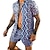 baratos Conjuntos de camisas masculinas-Homens Conjunto de camisa Camisa havaiana Camiseta Aloha Leopardo Zebra Aberto para a Lateral Preto Amarelo Rosa Azul Roxo Impressão 3D Ao ar livre Casual Manga Curta Impressão 3D Botão para baixo