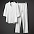 cheap Men&#039;s Casual Shirts-Men&#039;s 2 Piece Shirt Set Summer Set Shirt and Pant Sets Black White Gray Half Sleeve Solid Colored Collar Outdoor Street Drawstring Clothing Apparel Comfortable Loose