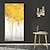 cheap Floral/Botanical Paintings-Gold Botanical Oil Painting Canvas Wall Art Decoration Modern Abstract Golden Fortune Tree for Home Decor Rolled Frameless Unstretched Painting