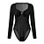 cheap Bodysuit-Women&#039;s Bodysuit Black Lace up Mesh Plain Beach Long Sleeve V Neck Sexy S