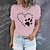cheap Tees &amp; T Shirts-Women&#039;s T shirt Tee White Black Pink Print Graphic Dog Daily Holiday Short Sleeve Round Neck Basic 100% Cotton Regular Painting S