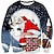 voordelige 3D-sweatshirts voor heren-Heren grafische hoodie sweatshirt trui groen rood wijn wit geel ronde hals kerstman prints butt lelijke trui katoen