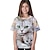 cheap Girl&#039;s 3D T-shirts-Kids Girls&#039; T shirt Animal Casual Short Sleeve Crewneck Cute 7-13 Years Summer Black White Navy Blue