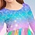 cheap Girl&#039;s 3D Dresses-Kids Girls&#039; Dress Rainbow Mermaid Long Sleeve Casual Crewneck Adorable Daily Polyester Above Knee Casual Dress Swing Dress A Line Dress Fall Winter 3-10 Years Multicolor