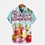 billiga hawaiianska lapelskjortor för män-Herr Skjorta Hawaii skjorta Aloha skjorta Klockan är 5 Somewhere Shirt Kokosnötsträd Bokstav Grafiska tryck Nedvikt Vit Marinblå Marinblå Blå Himmelsblå 3D-tryck Utomhus Gata Kort ärm Mönster