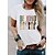 cheap Tees &amp; T Shirts-Women&#039;s T shirt Tee Green Black Wine Print Graphic Letter Daily Holiday Short Sleeve Round Neck Basic 100% Cotton Regular Painting S