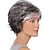 cheap Older Wigs-Short Grey Pixie Cut Wigs for Women layered Synthetic Hair Mixed Gray Wig with White Bangs Natural Wavy Wigs for Old Lady