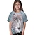 お買い得  女の子の 3d T シャツ-子供 女の子 Tシャツ 動物 カジュアル 半袖 クルーネック かわいいスタイル 7-13歳 夏 ブラック ホワイト ネイビーブルー