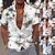 tanie męskie koszule hawajskie z klapami-Męskie Koszula Koszula hawajska Koszula z grafiką Koszula Aloha Drzewo kokosowe Aloha Wieczorne Jasnoróżowy Biały Granatowy Nadruk Na zewnątrz Ulica Krótki rękaw Nadruk Przycisk w dół Odzież Moda