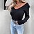 cheap Tees &amp; T Shirts-Women&#039;s T shirt Tee Black Wine White Plain Casual Long Sleeve V Neck Basic Regular S