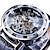 preiswerte Automatik Uhren-WINNER Armbanduhr Mechanische Uhr für Herren Analog Automatikaufzug Loch Vintage Stilvoll Transparentes Ziffernblatt Strass Legierung Leder