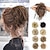 abordables Moños-Extensiones de moño para el cabello con moño desordenado, con banda de goma elástica, cola de caballo, para mujer (mezcla marrón, rubio claro)