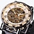 お買い得  機械式腕時計-WINNER リストウォッチ 機械式時計 のために 男性 ハンズ 自動巻き ホール ヴィンテージ スタイリッシュ 透かし加工 ラインストーン 合金 レザー