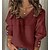 cheap Blouses &amp; Shirts-Women&#039;s Shirt Blouse Black White Pink Button Crochet Plain Casual Daily Long Sleeve V Neck Basic Regular S